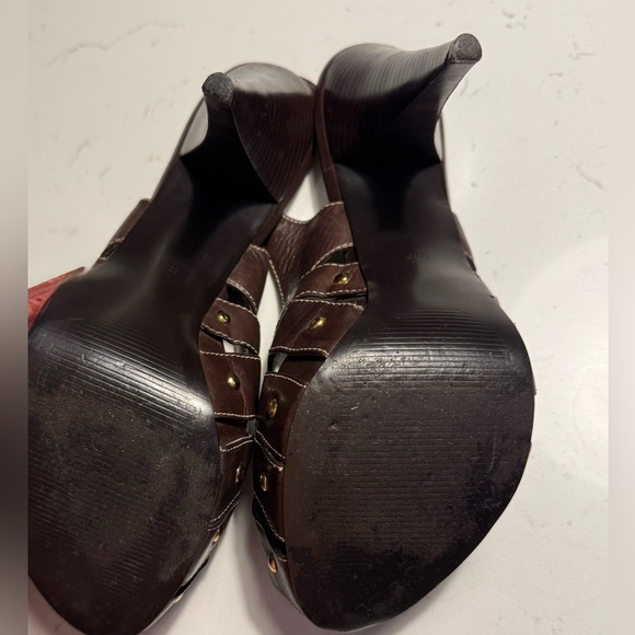 Guess by Marciano Brown Leather upper 5-Inch High Heels - Picture 9 of 10